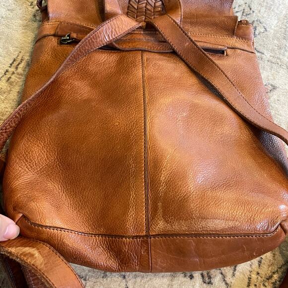 Vilenca Holland ANTHRO Brown Leather Flap Backpack with Laptop Compartment GUC - Picture 11 of 15